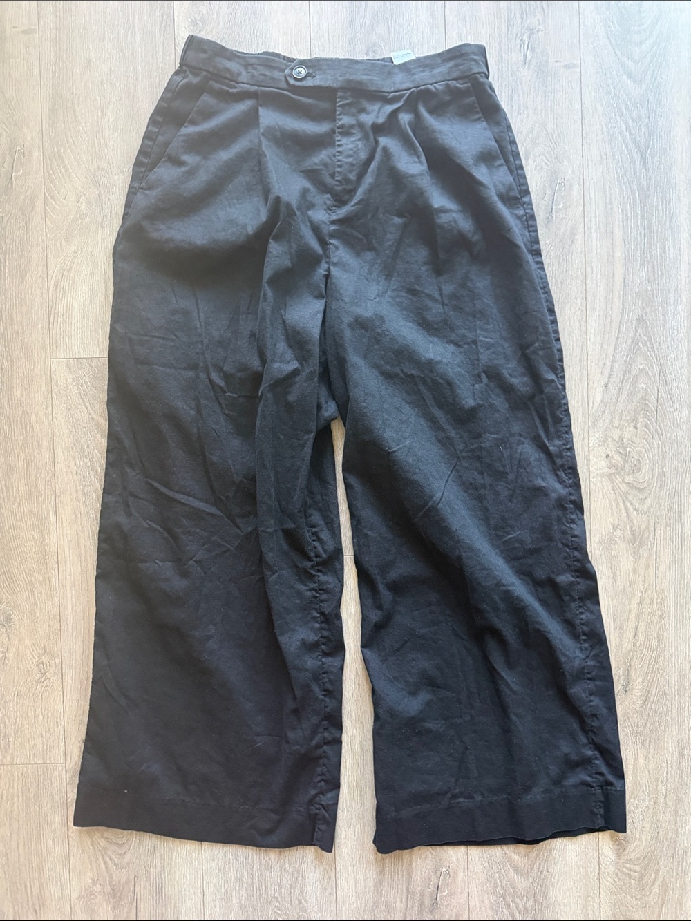 Banana Republic Black Wide-Leg Linen Trousers